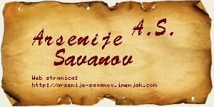 Arsenije Savanov vizit kartica